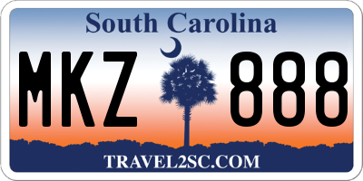 SC license plate MKZ888