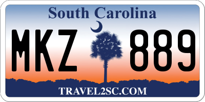 SC license plate MKZ889