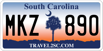 SC license plate MKZ890