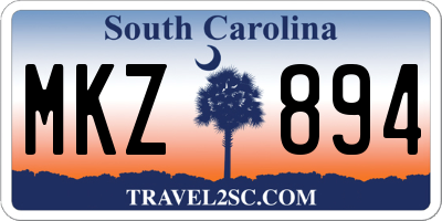 SC license plate MKZ894