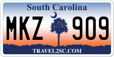 SC license plate MKZ909