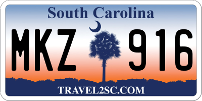 SC license plate MKZ916