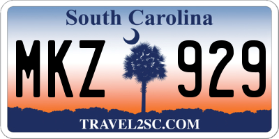 SC license plate MKZ929