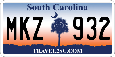 SC license plate MKZ932
