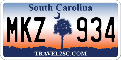 SC license plate MKZ934