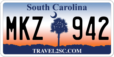 SC license plate MKZ942