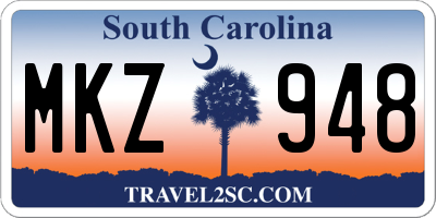 SC license plate MKZ948