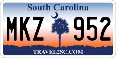 SC license plate MKZ952