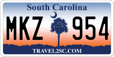 SC license plate MKZ954