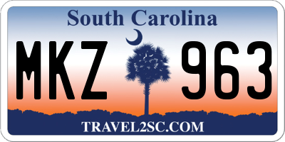 SC license plate MKZ963
