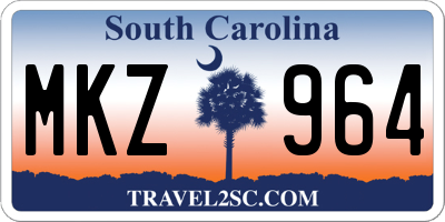 SC license plate MKZ964