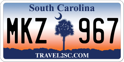 SC license plate MKZ967