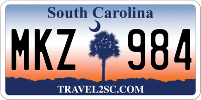 SC license plate MKZ984
