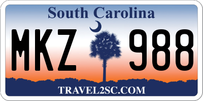 SC license plate MKZ988