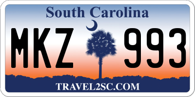 SC license plate MKZ993