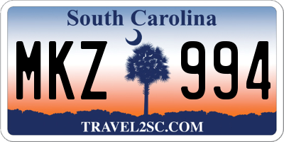 SC license plate MKZ994