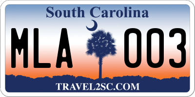 SC license plate MLA003