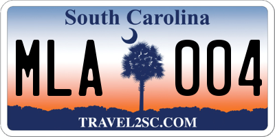 SC license plate MLA004