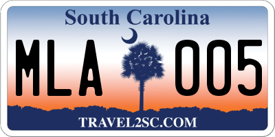 SC license plate MLA005
