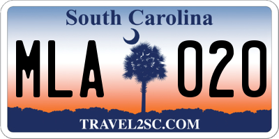 SC license plate MLA020