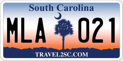 SC license plate MLA021