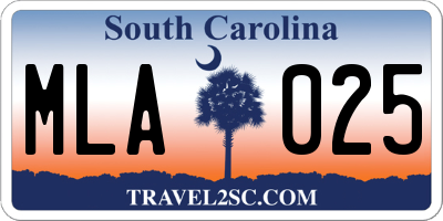 SC license plate MLA025