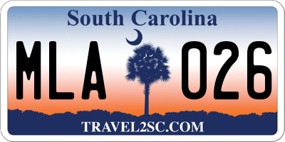 SC license plate MLA026