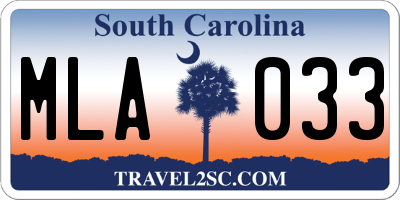 SC license plate MLA033