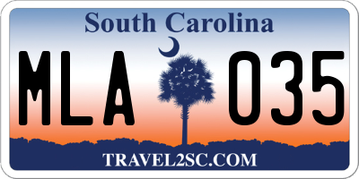 SC license plate MLA035