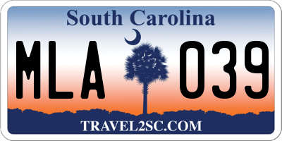 SC license plate MLA039