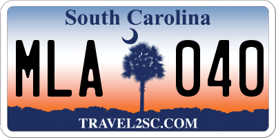 SC license plate MLA040