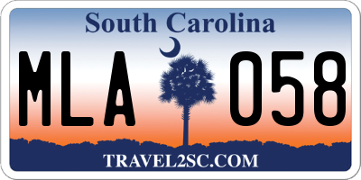 SC license plate MLA058