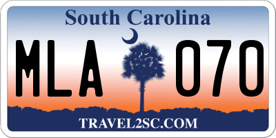 SC license plate MLA070