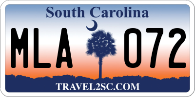 SC license plate MLA072