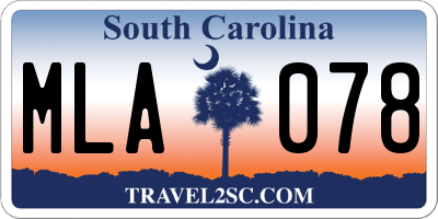 SC license plate MLA078