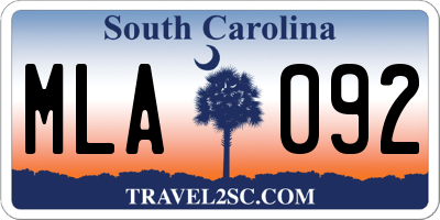 SC license plate MLA092