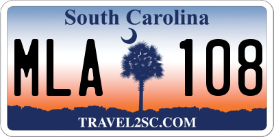 SC license plate MLA108