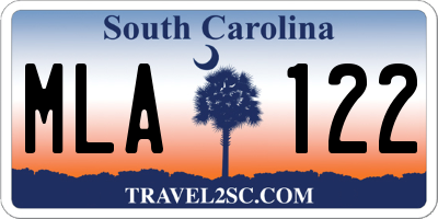 SC license plate MLA122