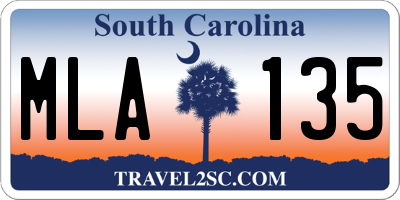 SC license plate MLA135