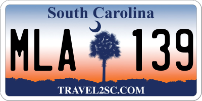 SC license plate MLA139
