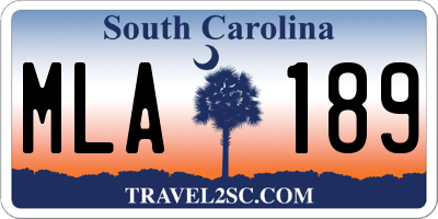 SC license plate MLA189