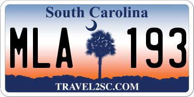 SC license plate MLA193
