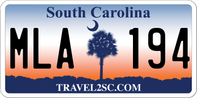 SC license plate MLA194