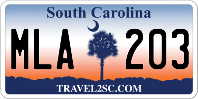SC license plate MLA203