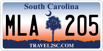 SC license plate MLA205