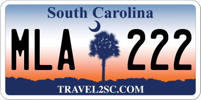 SC license plate MLA222