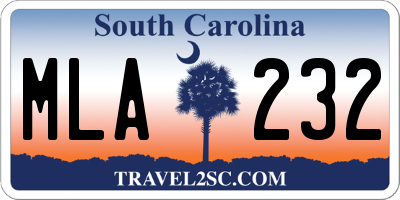SC license plate MLA232