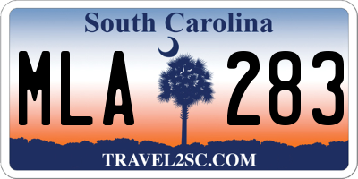 SC license plate MLA283