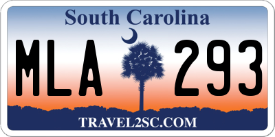 SC license plate MLA293