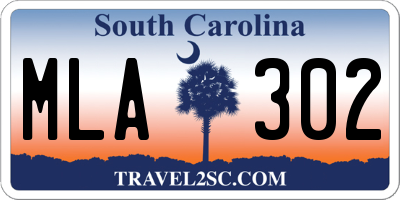 SC license plate MLA302